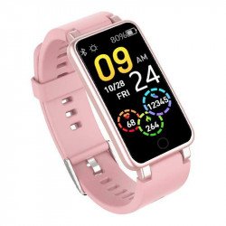 Fashion Smart Watch Sports Band Heart Rate Monitor Blood Pressure Fitness Tracker Clock Time Men Women for iOS, Android (Pink)